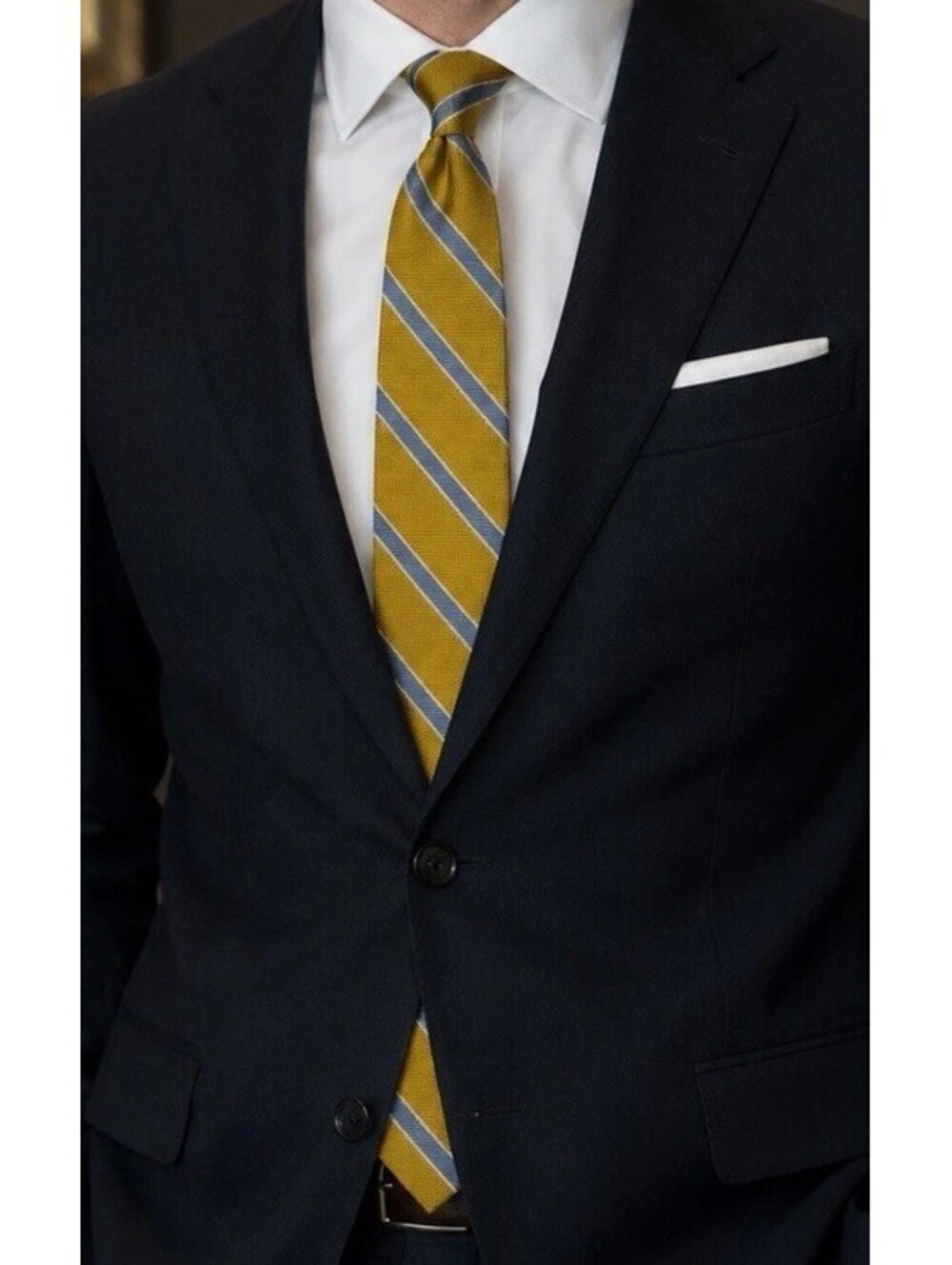 Brooks Brothers Men's Silk Tie Yellow Blue Striped